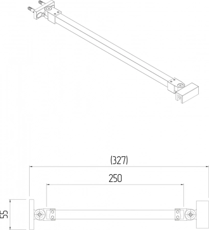 Фиксатор для стеклянной шторки VETRO, 25 см, матовый черный