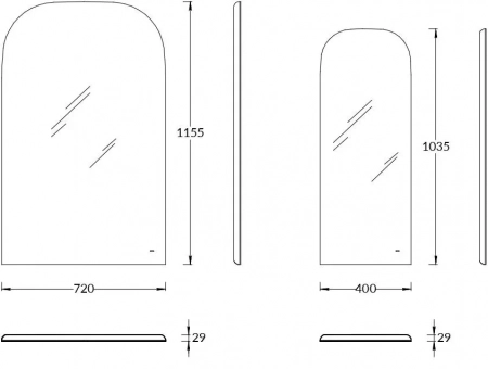 Зеркало VETRATA R 720х1115 мм, сенсор со сменой цвета подсветки и антизапотевание, белое