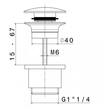Донный клапан клик-клак для раковины, матовый черный