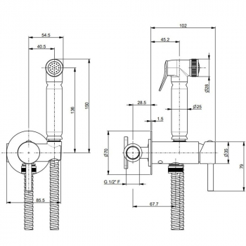 Смеситель с гигиеническим душем NOTA  встроенного монтажа, хром