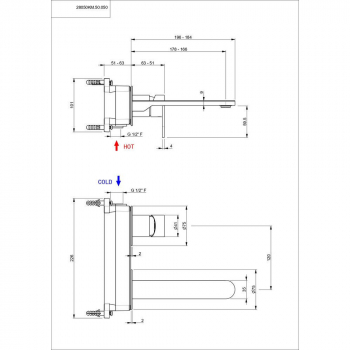 Смеситель для раковины SIARA настенный, с внутренней частью, нержавеющая сталь