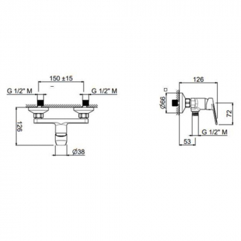Смеситель для душа NOTA  настенный, без лейки, хром