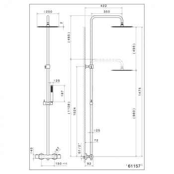 Душевая колонна OLE с термостатическим смесителем, хром