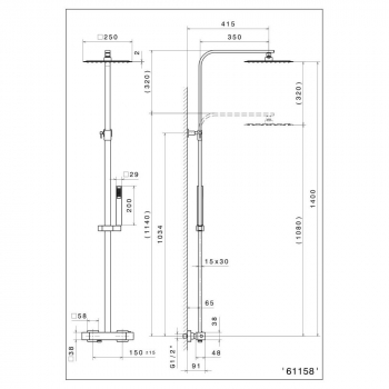 Душевая колонна FUTURA с термостатическим смесителем, хром