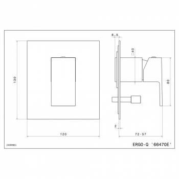 Встроенный однорычажный смеситель FUTURA для душа с переключателем на два потока, хром