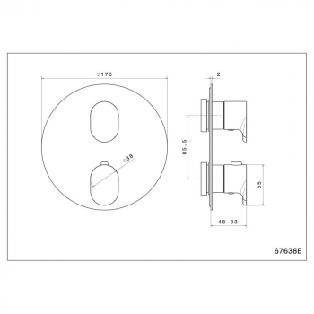 Встраиваемый термостатический смеситель для душа OLE с регулировкой температуры, хром
