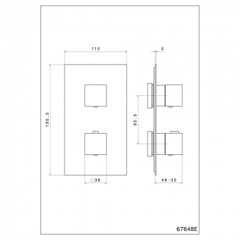 Встраиваемый термостатический смеситель для душа FUTURA с регулировкой температуры, матовый черный