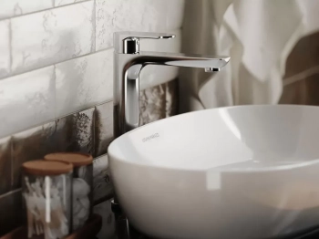 Смеситель для раковины PIANO однорычажный высокий без донного клапана, хром глянец