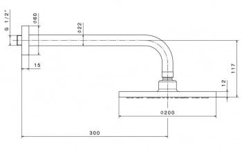 Душевая лейка PIANO "тропический дождь" с кронштейном, хром глянец