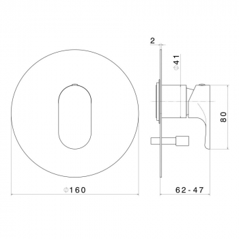 Встроенный однорычажный смеситель OLE для душа с переключателем на два потока, хром глянец