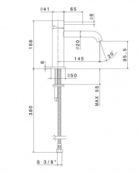 Смеситель для раковины ETERNA без донного клапана, брашированная медь
