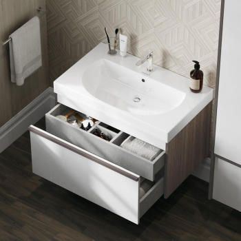 Раковина BUONGIORNO подвесная/мебельная 80, белая глянцевая