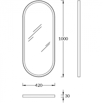 Зеркало CONO овальное 42 с подсветкой, черное матовое