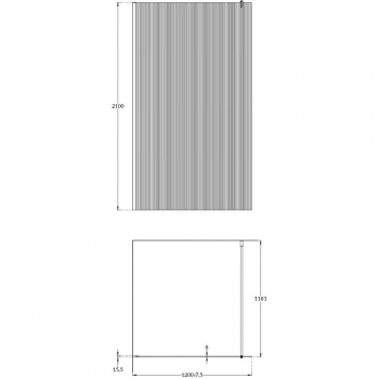 Душевая перегородка CRISTALLO с рифленым стеклом, 120х210, матовый черный
