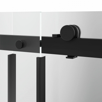 Душевая дверь CRISTALLO, раздвижная с функцией soft close, 140х210, матовый черный, упаковка 1/2