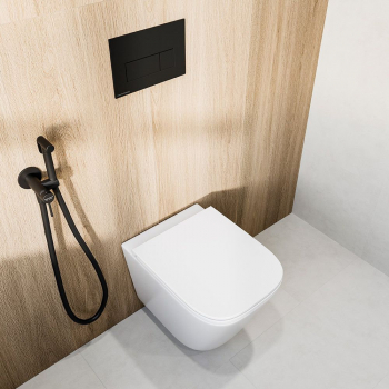 Унитаз Кубо Торнадо подвесной с системой смыва торнадо с крепежом и сиденьем, белый глянцевый