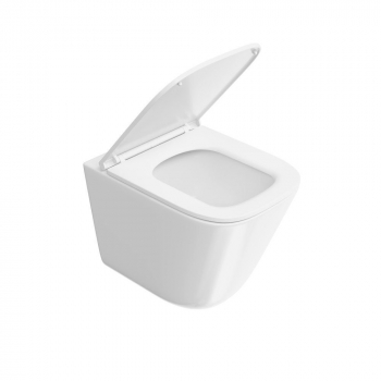 Унитаз Кубо Торнадо подвесной с системой смыва торнадо с крепежом и сиденьем, белый глянцевый