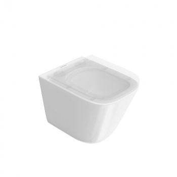 Унитаз Кубо Торнадо подвесной с системой смыва торнадо с крепежом и сиденьем, белый глянцевый