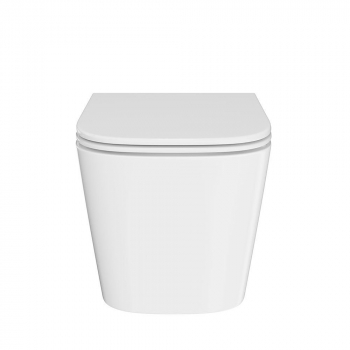 Унитаз CUBO подвесной безободковый с крепежом и сиденьем, белый глянцевый