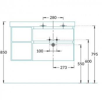 Тумба CUBO правая подвесная с ящиками 90, белая матовая- структ.орех