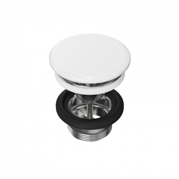 Донный клапан клик-клак для раковины с керамической крышкой, белый глянцевый