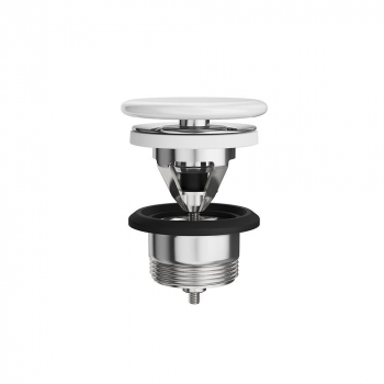 Донный клапан клик-клак для раковины с керамической крышкой, белый глянцевый