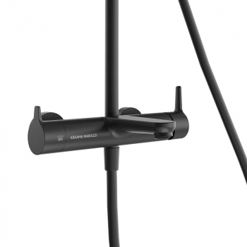 Душевая колонна FONTE на 3 потока с фикс.изливом и механическим смесителем, черный матовый