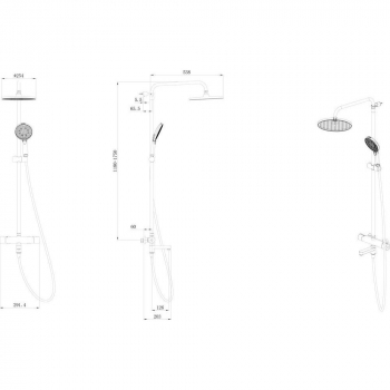 Душевая колонна FONTE на 3 потока с пов.изливом с термостатическим смесителем, хром