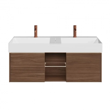 Тумба GRANDE подвесная 120, 2 ящика + открытая зона, структурированный орех