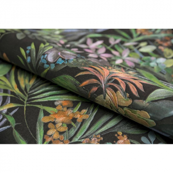 Обои KERAMA MARAZZI арт.KM5905 Джангл мотив, чёрный цветной виниловые на флизелиновой основе 10,05м x 1,06м