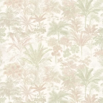 Обои виниловые Оазис мотив, бежевый, зелёный