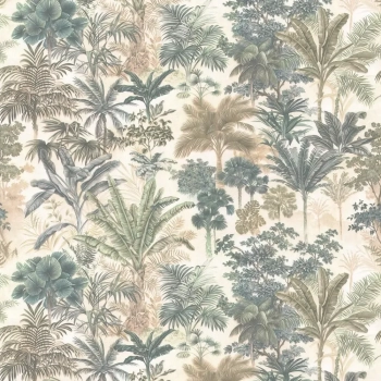 Обои виниловые Оазис мотив, тёмный зелёный