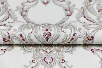 Обои виниловые на флизелиновой основе Ориент мотив, белый красный