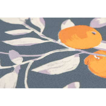 Обои виниловые Шафран мотив, синий, апельсины