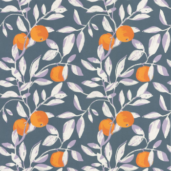 Обои виниловые Шафран мотив, синий, апельсины