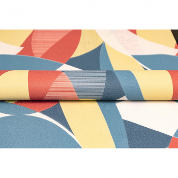 Обои виниловые Шафран мотив, разноцветный, синий, листья