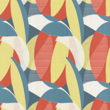 Обои виниловые Шафран мотив, разноцветный, синий, листья