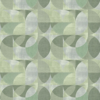 Обои виниловые Шафран мотив, зелёный, круги