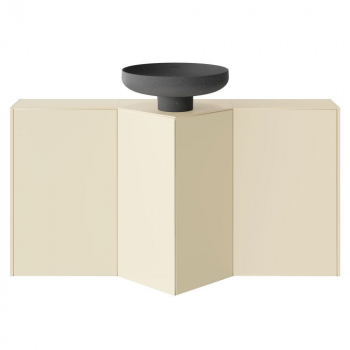 Тумба-модуль CARAVAN под раковину со столешницей без боковин, подвесная 50, push, сливочная матовая