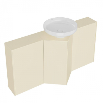 Тумба-модуль CARAVAN под раковину со столешницей без боковин, подвесная 50, push, сливочная матовая