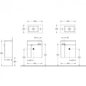 Тумба LATO подвесная 50 с дверцей, белый глянцевый