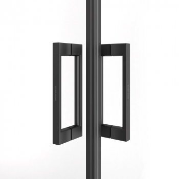 Душевой уголок LINDO, раздвижной с функцией soft close, квадратный, 100х100х195, матовый черный