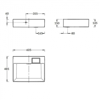 Раковина LOGICA мебельная без отверстий 60, белая глянцевая