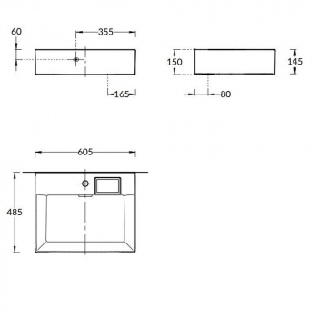 Раковина LOGICA мебельная с одним отверстием 60, белая глянцевая