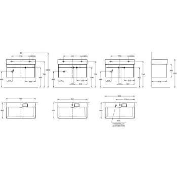 Тумба LOGICA подвесная 2 ящика 90 см, песчаный