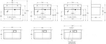 Тумба LOGICA подвесная 2 ящика 90 см, стальной серый