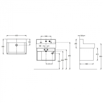 Тумба LOGICA M подвесная 2 выдвижных ящика 65, белоснежный
