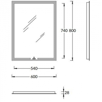Зеркало MIO прямоугольное с диммером 60, белое