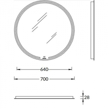 Зеркало MIO круглое с диммером 70, белое