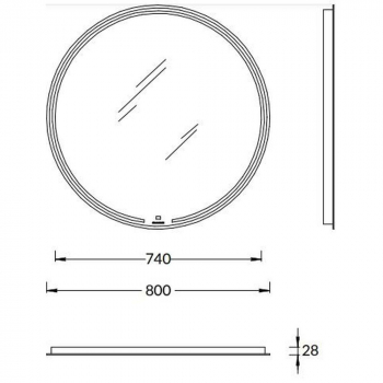 Зеркало MIO круглое с диммером 80, белое